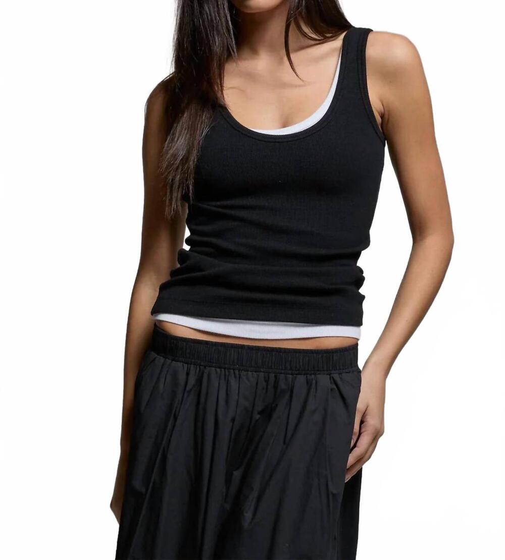 NEW ASHER mila rib tank top in true black